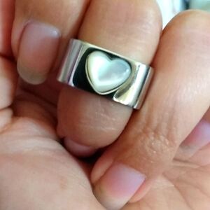 Stainless steel heart shell ring